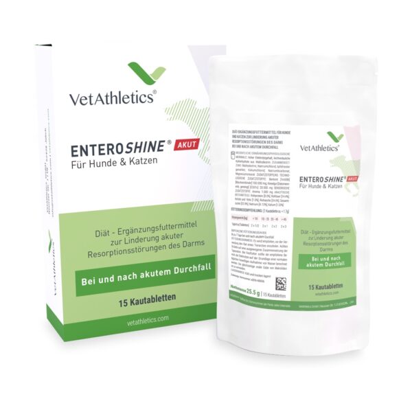 Eine Packung ENTEROSHINE® PRO für Katzen und Hunde zur Unterstützung ihrer Verdauungsgesundheit.